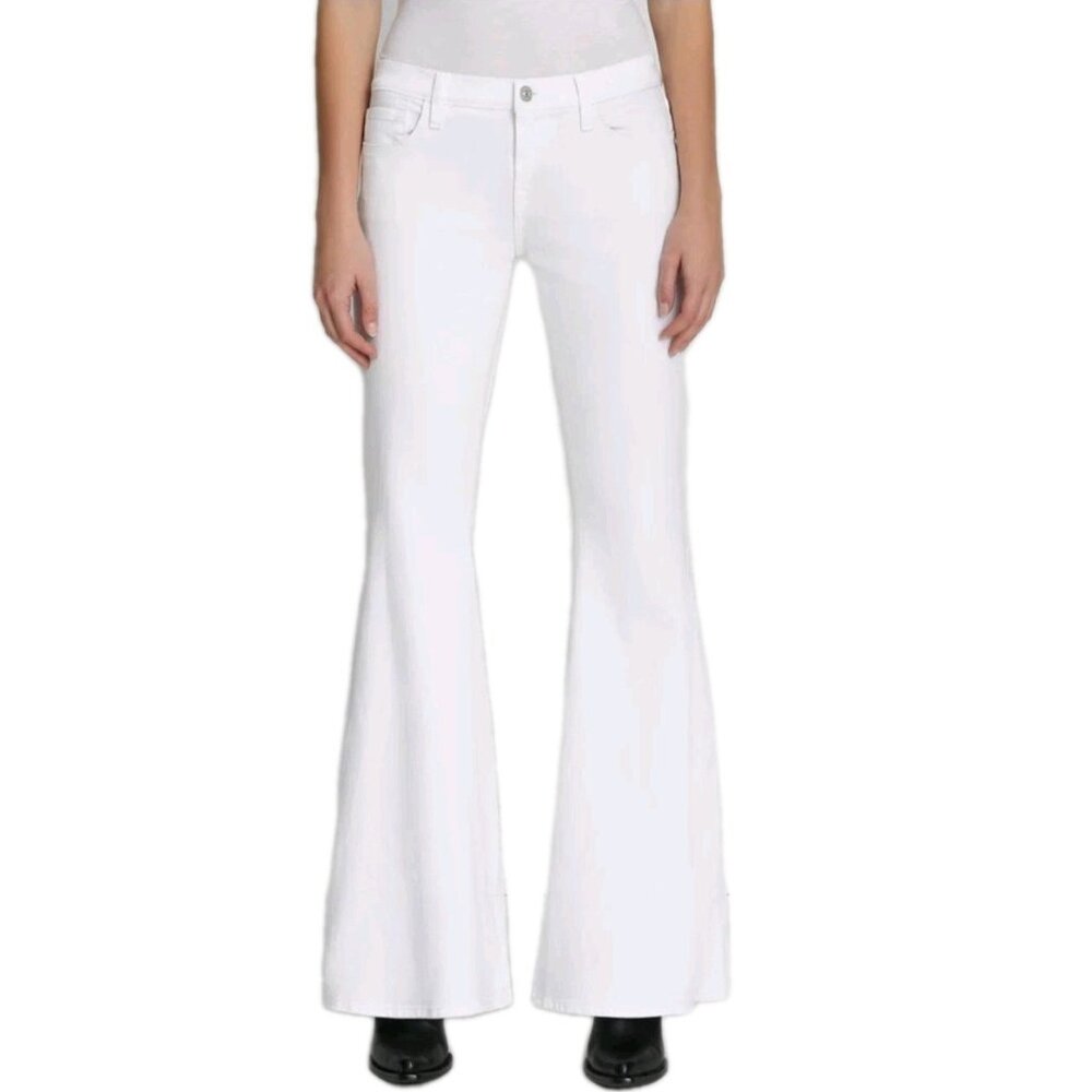 7 For All Mankind White Low Rise Flare Denim Womens Size 29 Jeans - Picture 2 of 9